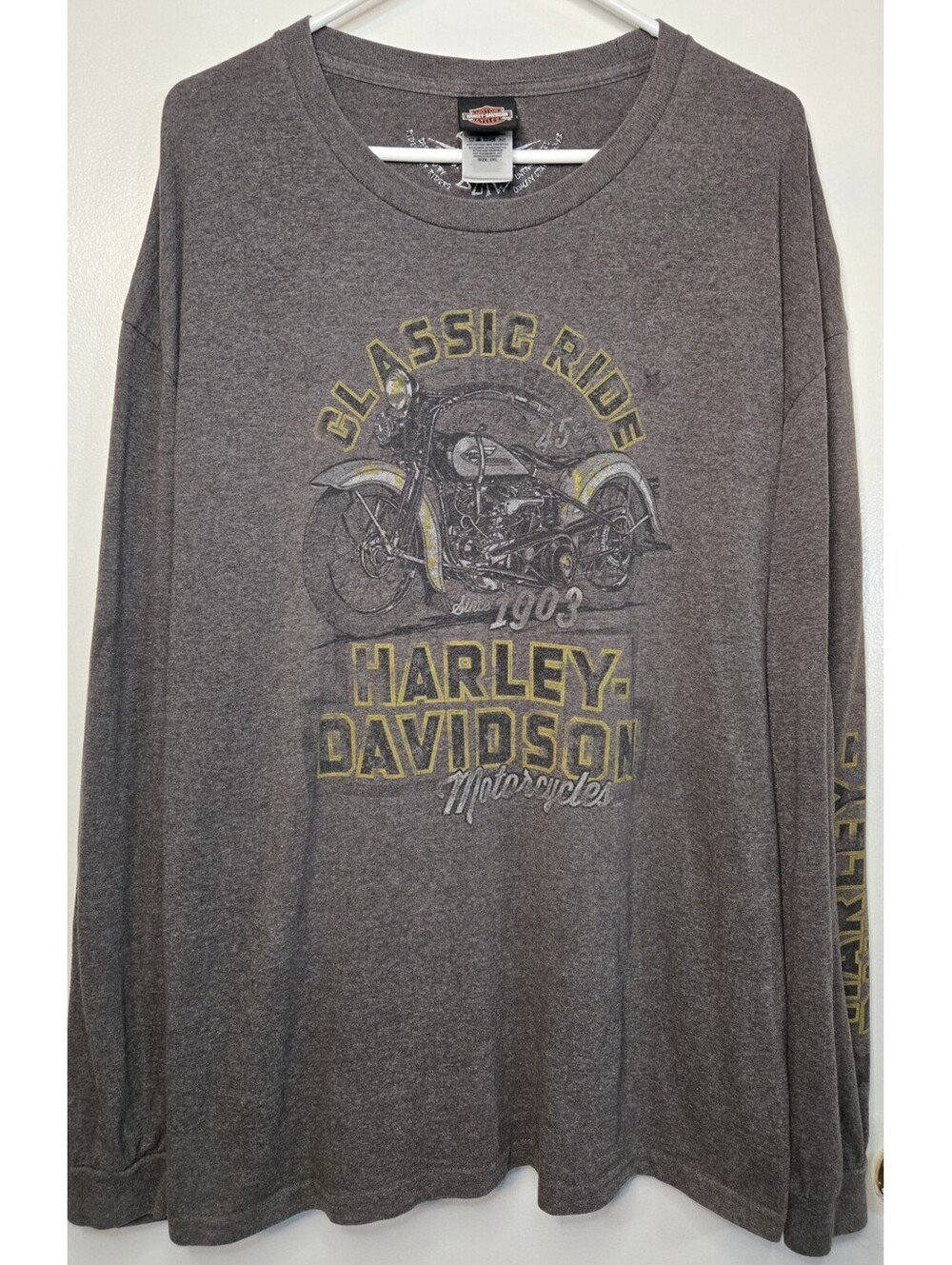 Harley-Davidson Men’s 2XL Long Sleeve Shirt Chi-Town Sleeve Graphics Gray